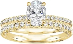 1 CT Oval Cut Colorless Moissanite Engagement Ring Set, Tacori Wedding/Bridal Sets, 925 Sterling Silver, Anniversary Ring Pave Set, for Women, 10K/14K/18K/22K Gold