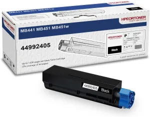 1-Pack 44992405 Black Toner Cartridge, High Yield 1,650 Pages, Replacement for OKI 44992405 MB441 MB451 MB451w Printer