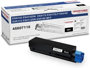 1-Pack 45807115 Black Toner Cartridge, High Yield 12,100 Pages, Replacement for OKI 45807115 ES4132 ES4132DN ES4172 ES4172LP ES4192 ES5112 ES5112DN ES5162 MFP Printer