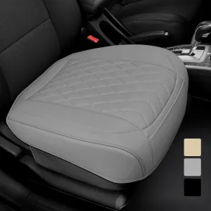1 Pack Leather Front Car Seat Cover Bottom Car Seat, Anti-Slip and Full Wrap Driver Car Seat Protectors, Luxury Waterproof Bottom Auto Seat Cushion Pad Mat for Most Vehicles(Gray)