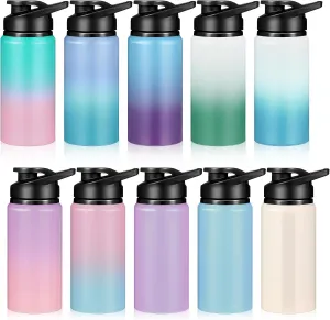 10 Pack Aluminum Water Bottle Bulk 17 Oz Reusable Sports Bottles with Snap Lid and Handle Multicolor Leak Proof Water Flask for Gym Travel Hiking Camping Hiking Outdoor Activities
