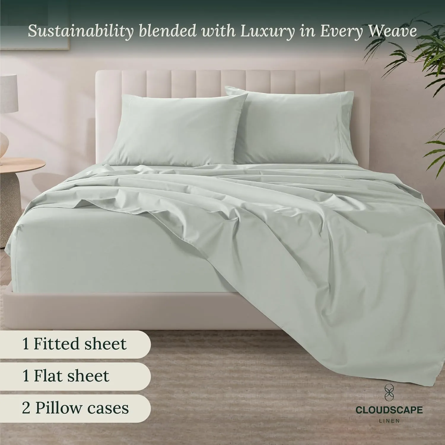 100% Egyptian Cotton Sheets Full Size, 4 Pcs Luxury Bedding Set, 1000 Thread Count Egyptian Cotton,Hotel Quality, Silky Soft, Breathable and Durable, Deep Pockets up to 17, Mineral