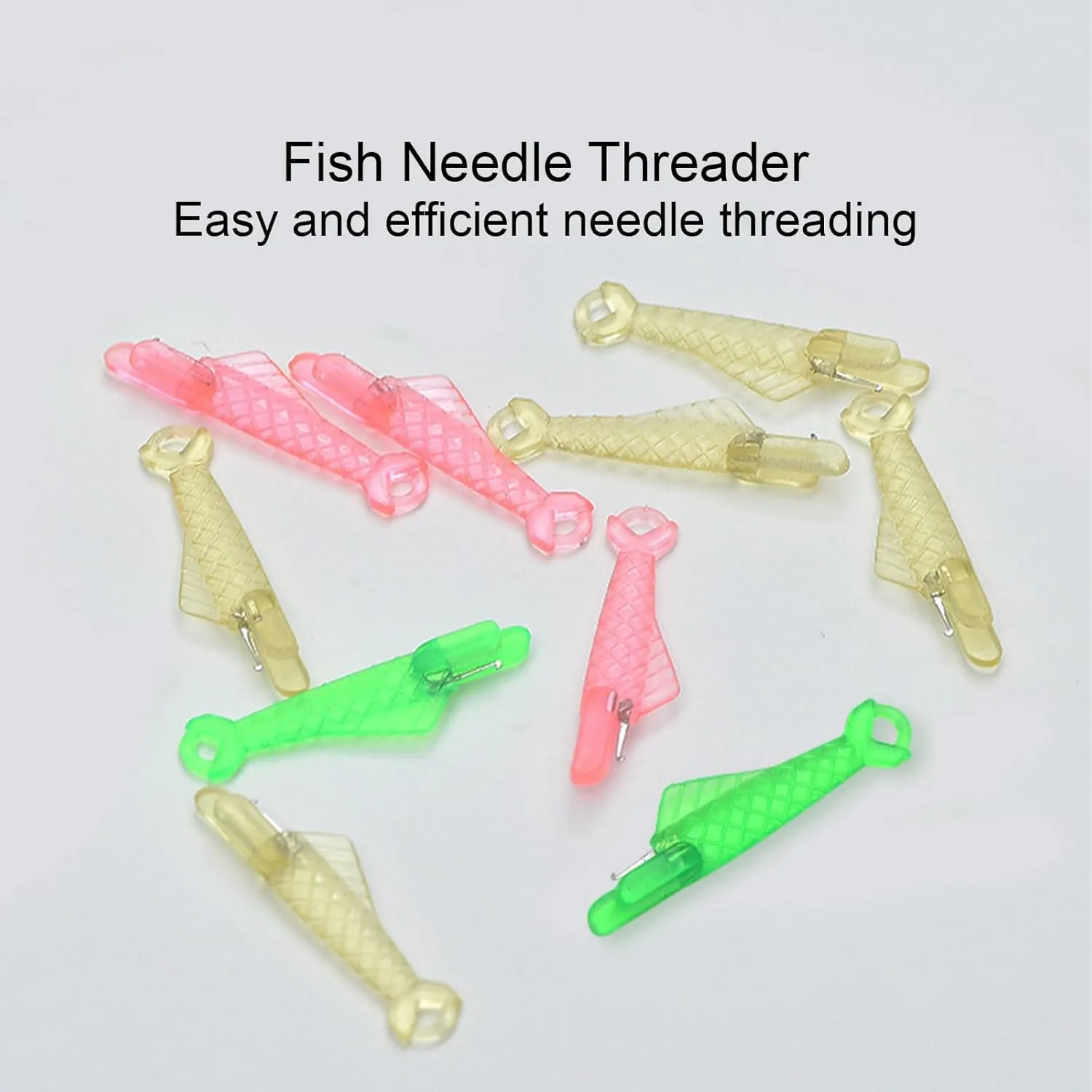 100 Pcs Needle Threader, 1.2in Plastic materialFish Mouth Sewing Machine, Fast Sewing Machine Ring Threader Tools (Pink)