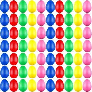 100 Pieces Egg Shakers Musical Instruments Percussion Maracas Egg for Kids Toys Plastic Easter Shaker for Learning DIY Painting, Classroom Music, Rhythm(5 Color)