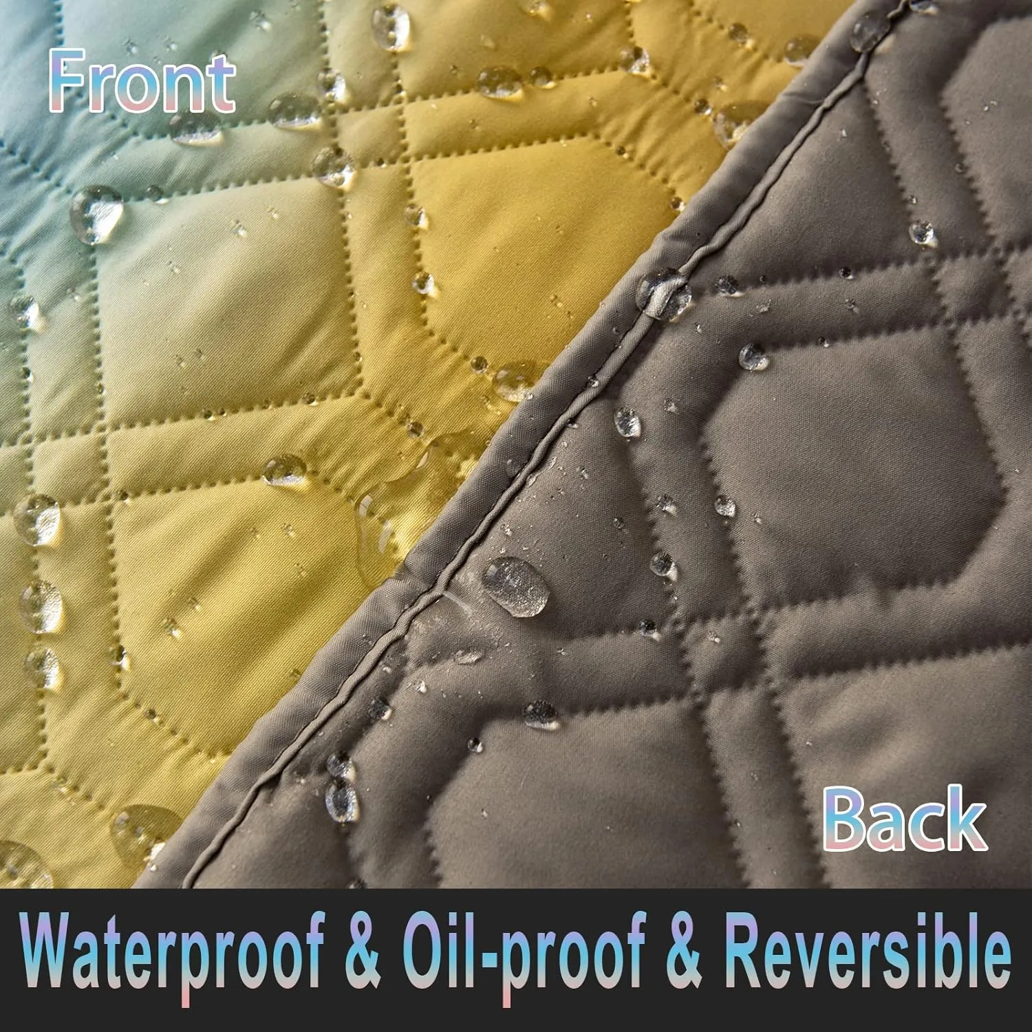 100% Waterproof Dog Bed Cover 52x82 inch Reversible Changing Pad Reusable Camping Mat for Kids/Pet/Dog/Cat Washable Geometric Embroidery Blanket Patchwork Rainbow Ombre Printed Gray