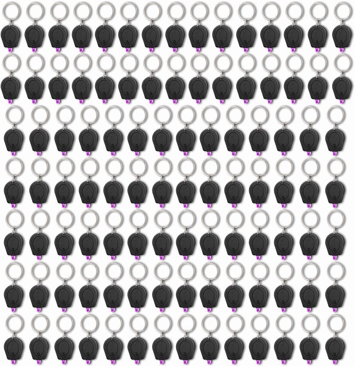 100 Pack Mini UV LED Keychain Flashlight, 395nm Ultraviolet Keychain Flashlight, UV Keychain Light Black Light for Detections-Black Shell