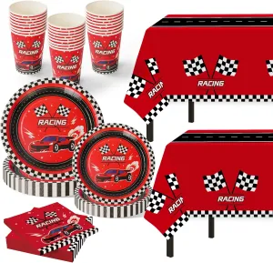 102 PCS Racing Car Tableware Sets,Race Car Birthday Party Supplies,Disposable Racing Car Tablecloths,Plates Cups Napkins,Car Themed Tableware Set for Boys Birthday,Kids Party,Race Car Party Decoration