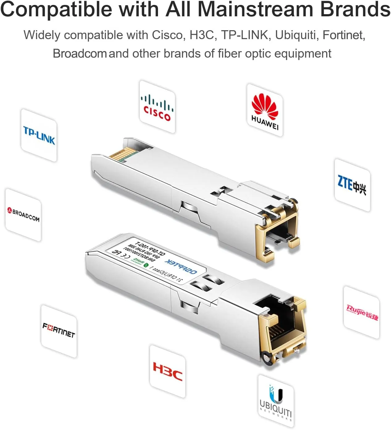 10GBASE-T SFP  to RJ45 Transceiver, 10G Ethernet Copper Module, Optical SFP RJ 45 10Gb T Mini-GBIC Compatible with Cisco SFP-10G-T-S, Ubiquiti UF-RJ45-10G, Mikrotik, Supermicro, Fortinet, up to 30m