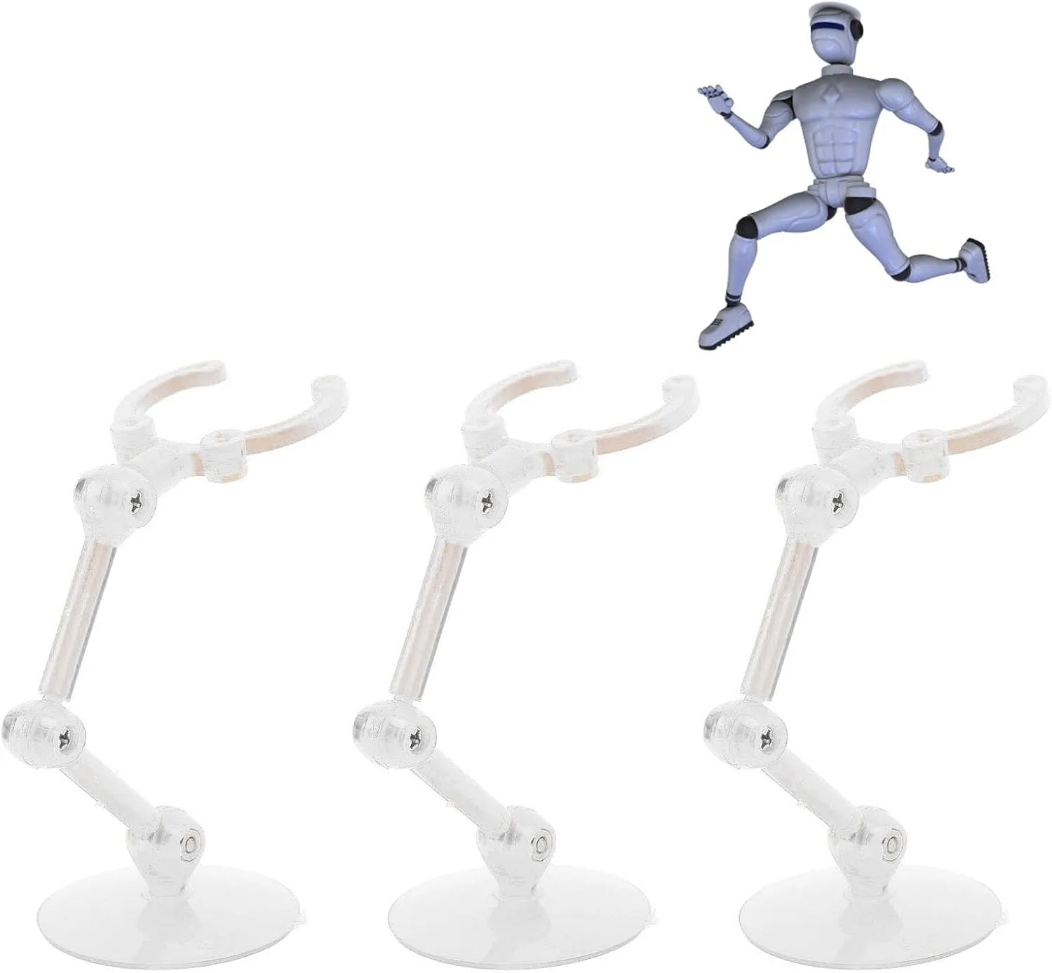 10pcs Plastic Action Figure Stand Kit Easy Assembly Mini Doll Display Holder Model Support (Transparent)