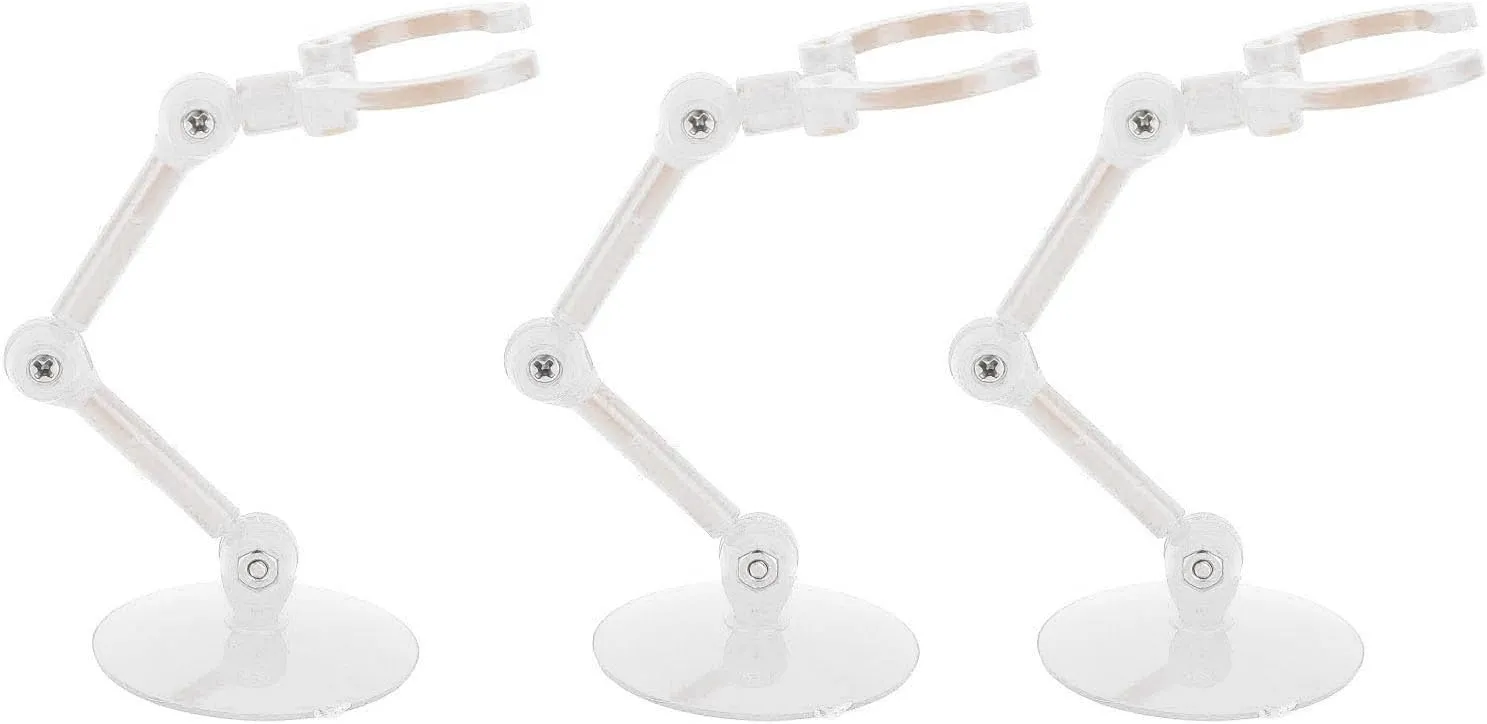 10pcs Plastic Action Figure Stand Kit Easy Assembly Mini Doll Display Holder Model Support (Transparent)