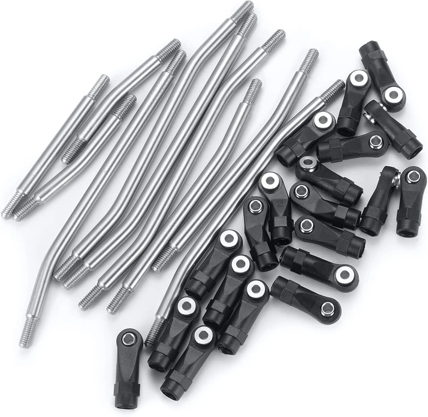 10PCS RC Stainless Steel Steering and Suspension Ball Rod Linkage Set 324mm Wheelbase for TRX4 1/10 RC Crawler Car Accessories Upgrades