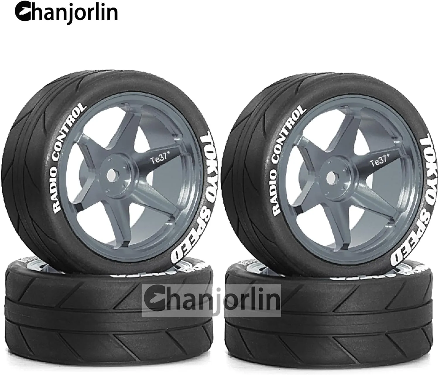 1/10 On Road Tires And Aluminum Wheels 12mm Hex RC Rally Racing Tyres OD 2.56" For Tamiya TT01 TT02 XV01 TA06 A959 PTG2 HPI KYOSHO PTG2 Traxxas 1:10 Street Touring Drift Car 4PCS (Titanium)