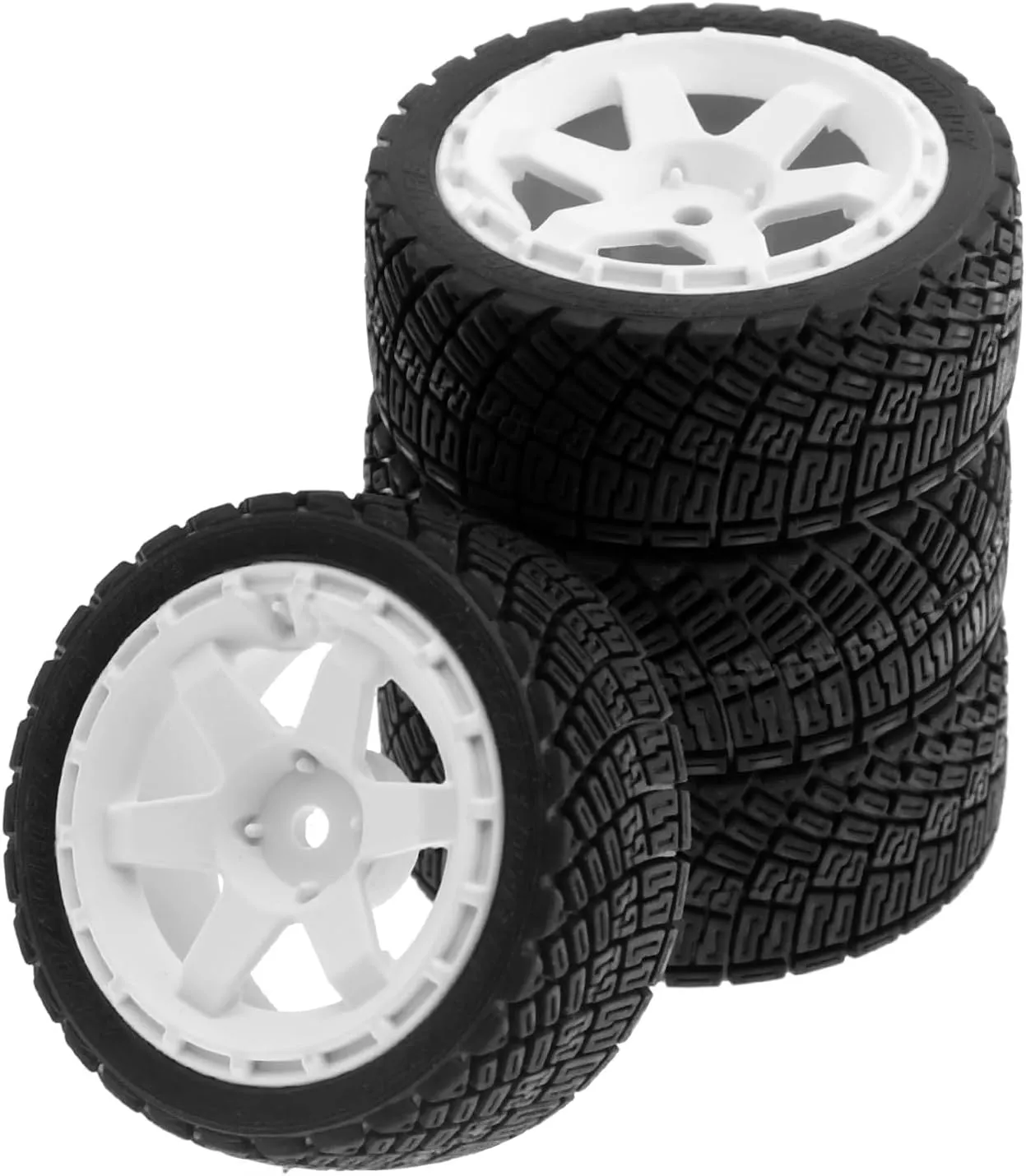 1/10 Rally Tires and Plastic Drift Wheels 12mm Hex RC On Road Tyres for 1:10 Scale Street Car Tamiya TT01 TT02 XV01 TA06 A959 PTG2 144001 HPI KYOSHO HSP PTG2 Traxxas 4PCS
