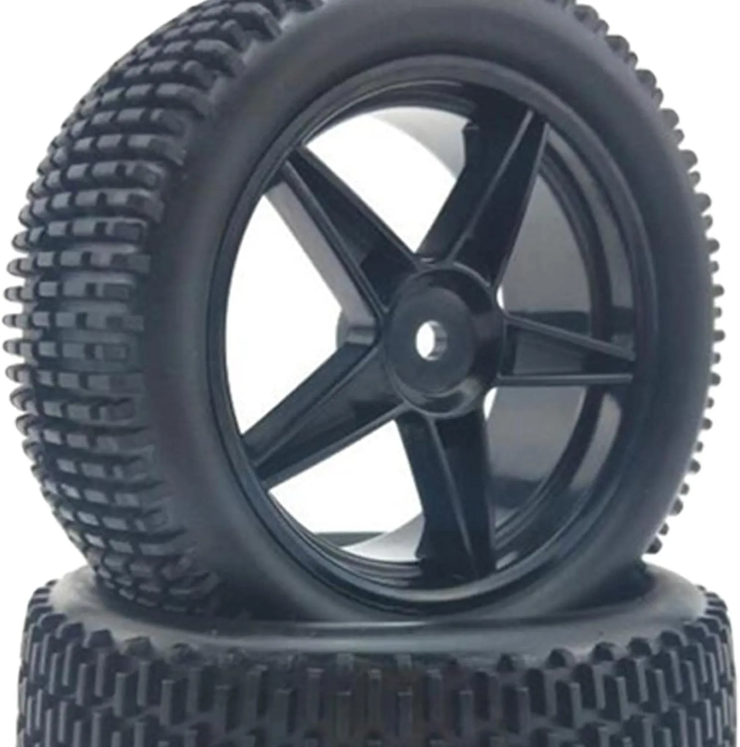1/10 Scale RC Monster Truck Tire Wheel Set for Henglong 94107/94166/94106, High Speed Rubber Tires Wheel Rims for HPI HSP 1:10 RC Crawler Racing Car Spare - Black