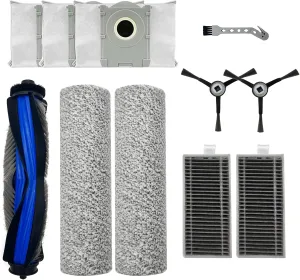 11Pcs Replacement Part for Yeedi S14 Plus/Ecovacs X8 PRO OMNI/Ecovacs X8 PRO Plus,1Rubber Main Brush,2Mop Drum, 3Dust Bag,2Filters,2Side Brush