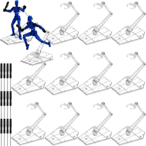 12 Pack Action Figure Stand Model Support Stand Clear Assembly Doll Accessories Action Figure Display Holder Base with Screwdriver Compatible with Gundam Hg/rg 1/144 (Geometry)