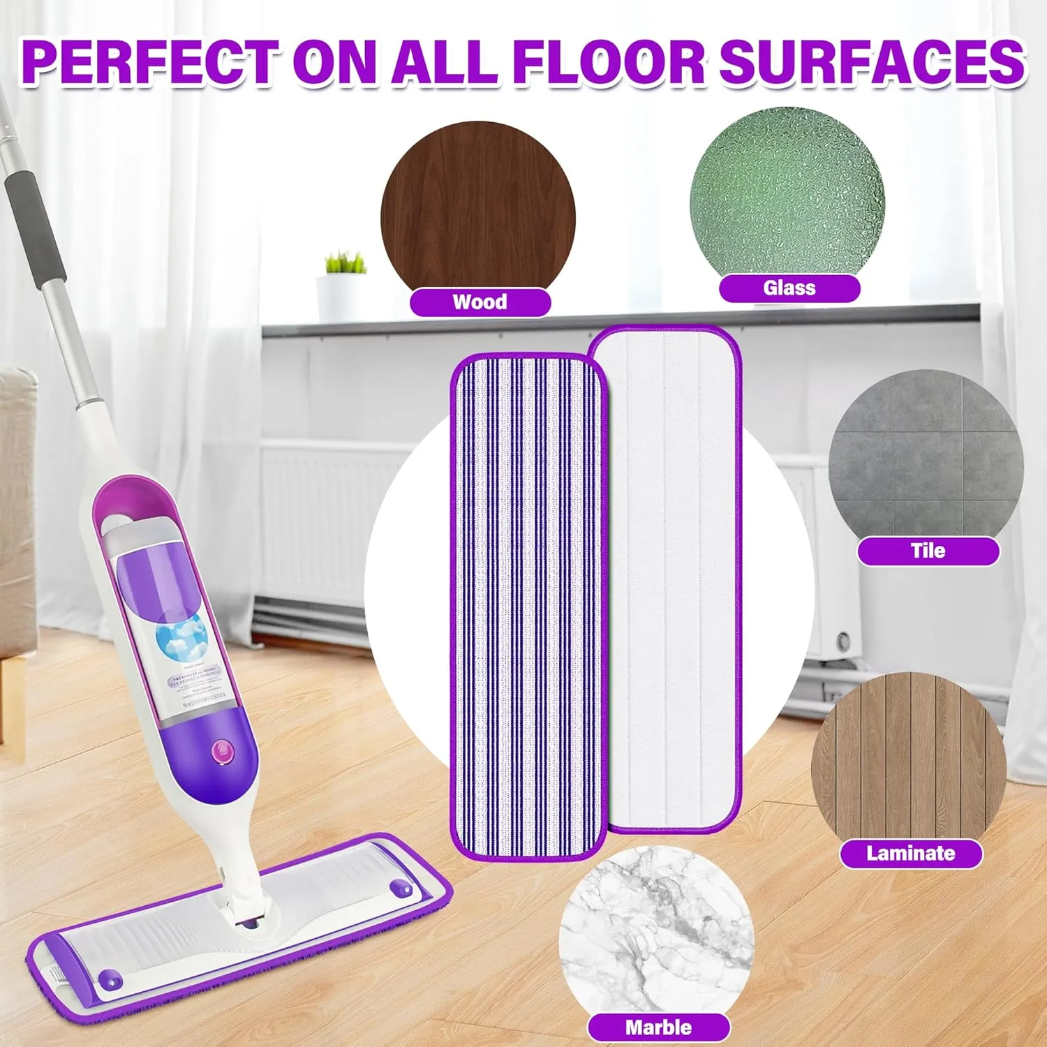 12 Pack Reusable Mop Pads Compatible with Swiffer PowerMop, Microfiber Pads Refills Machine Washable Up to 100 Times Wet Dry Use Suitable for All Floor Types