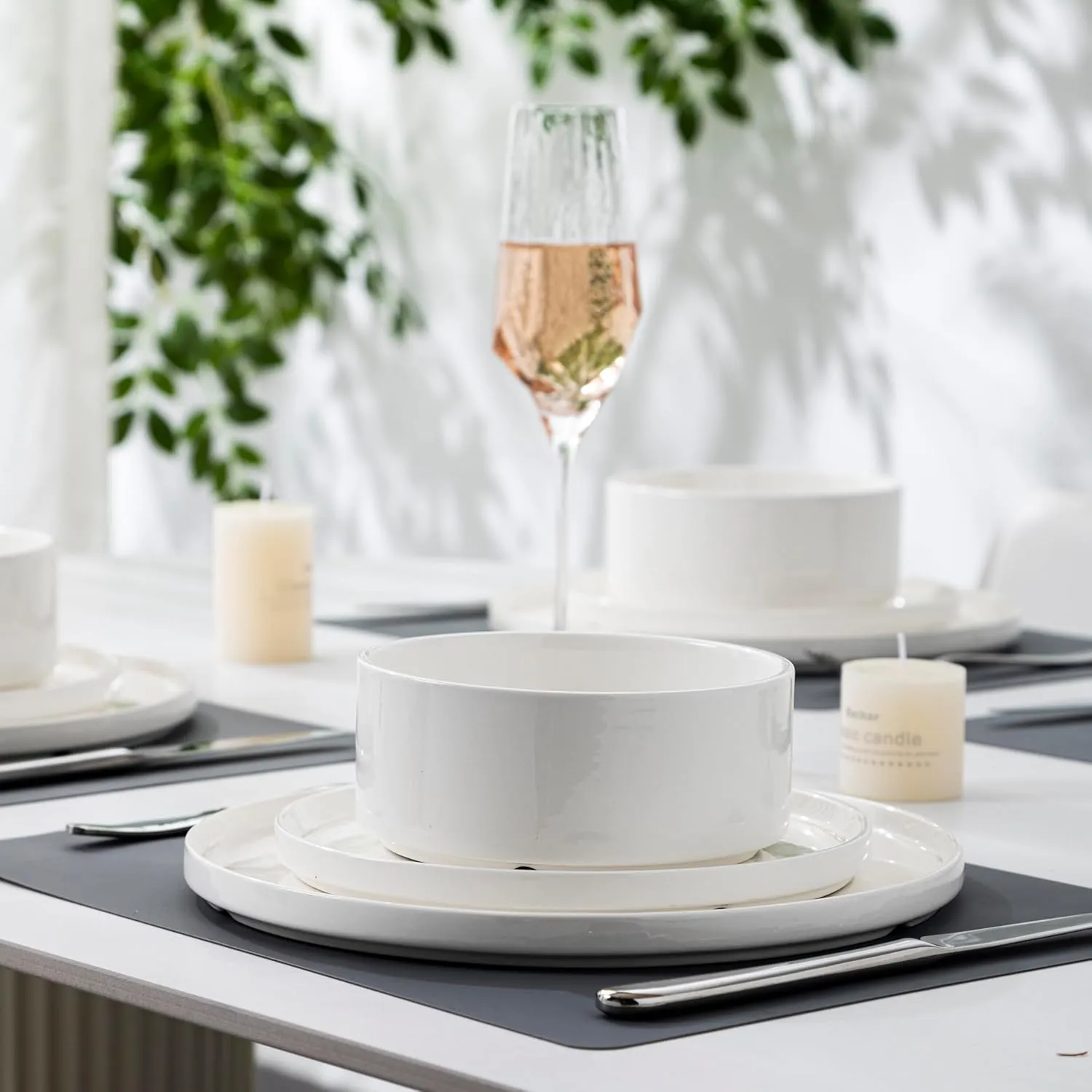 12 Pieces Porcelain Dinnerware Set for 4, Chip and Scratch Resistant Ceramic Plates and Bowls Set, Dishwasher & Microwave Safe Dingware Dishes Set,White