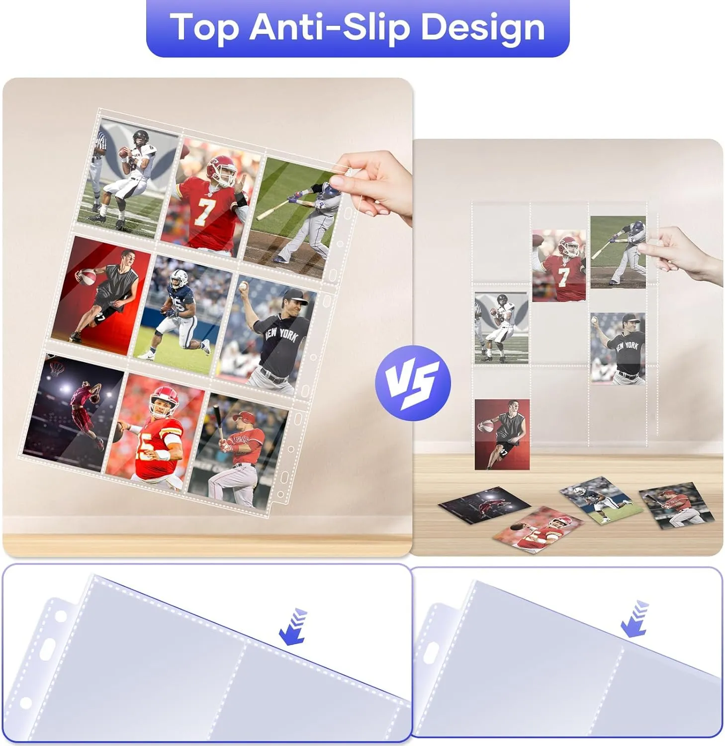 120 Pack 9 Pocket Double Side Card Sleeves Binder Sheets Holds 2160 Cards,Trading Card Binder Sleeves for 3 Ring Binder, Card Sleeve Pages fit for Baseball, Football, Business, Cards