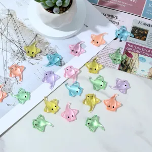 120Pcs Mini Sting Ray Figures Miniature Resin Stingrays Figurines Realistic Cute Sting Ray Decoration 6 Colors Portable Tiny Sting Ray Ornaments for DIY Dollhouse Micro Landscape Decor
