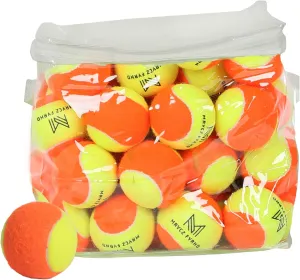 12/18/24/30/40 Pack Tennis Balls for Kids 25%-50% Low Compression Stage Tennis Ball for Beginners Youth Kids Training Practicing with Mesh Bag Easy to Transport