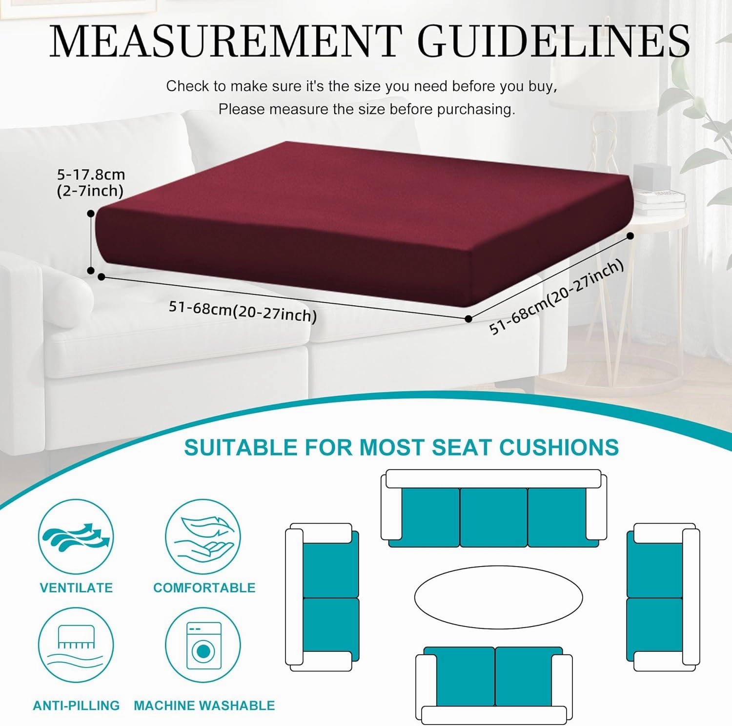 14 Pcs Stretch Patio Cushion Covers,Outdoor Couch Covers Replacement,Outdoor Couch & Sofa Slipcovers,for Patio Furniture Cushion Covers,Washable Reusable Furniture Protector (Wine Red,Cover Only)