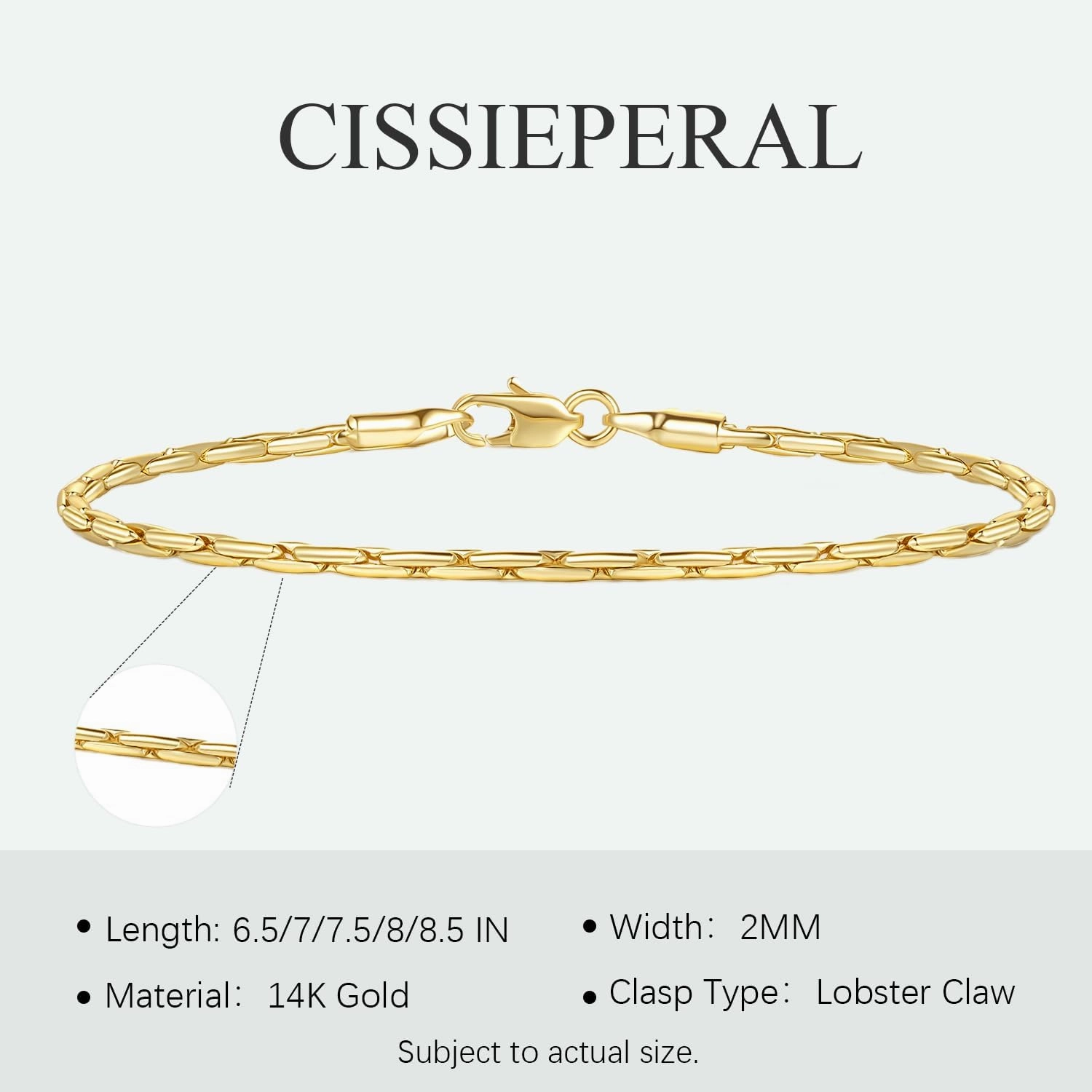 14K Gold Bracelets for Women Gold Bracelets for Women Delicate Link Chain Bracelet for Men Available in 5 Sizes (6.5, 7, 7.5, 8, 8.5in)