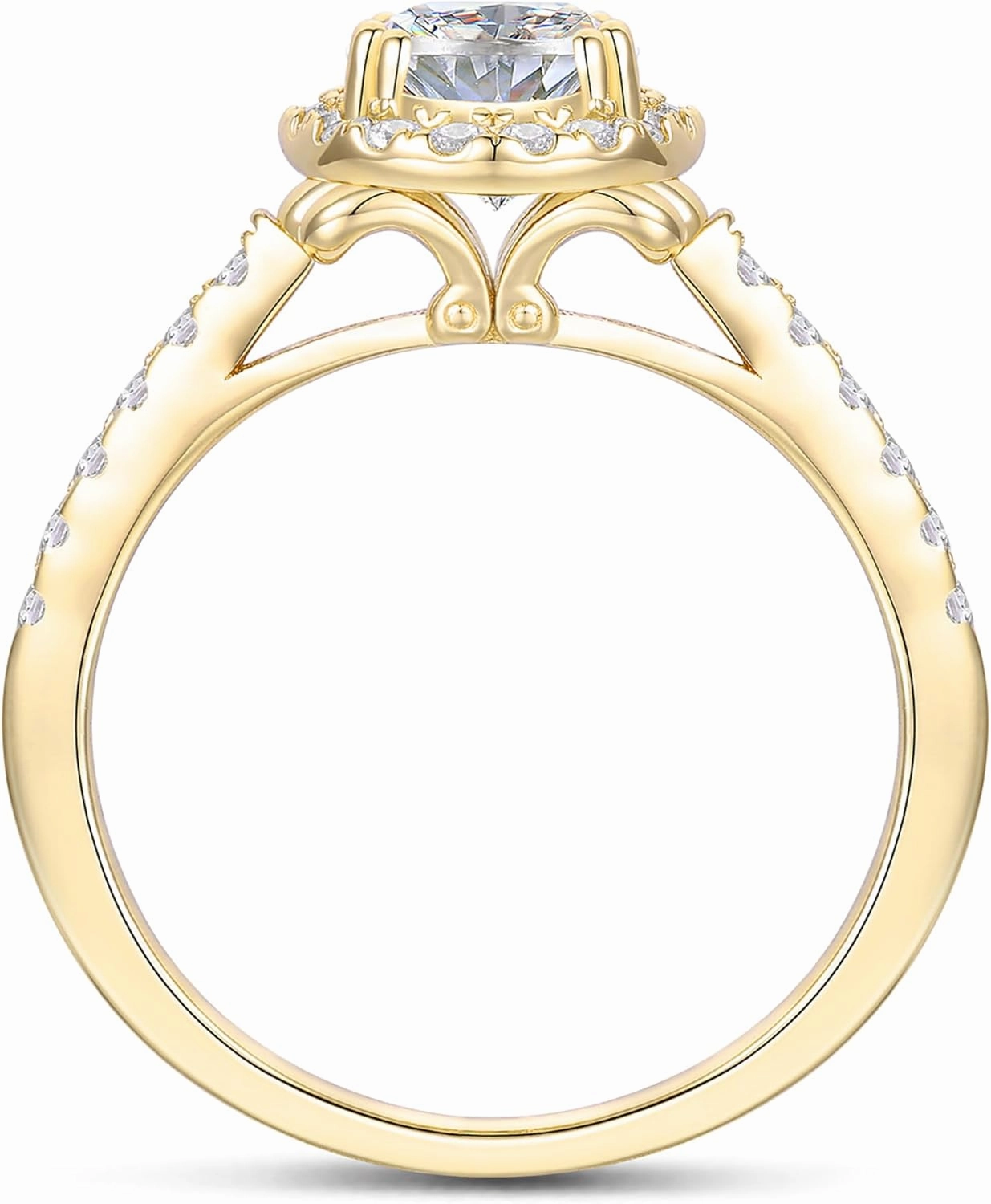 14K Moissanite Engagement Rings, 1.5ct Oval Cut Moissanite Ring, 14K Solid Gold Engagement Rings, 14K Halo Moissanite Rings for Women