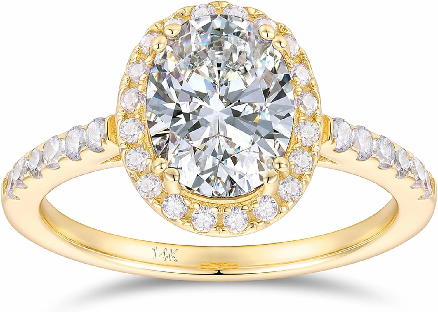 14K Moissanite Engagement Rings, 1.5ct Oval Cut Moissanite Ring, 14K Solid Gold Engagement Rings, 14K Halo Moissanite Rings for Women
