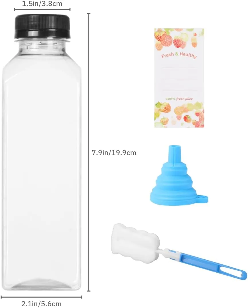 16 Oz 21 Pcs Juice Bottles with Lids Empty Plastic Drinking Bottle Reusable Containers with Caps Suitable for Water Juice Tea Milk and Other Homemade Beverages,Clear