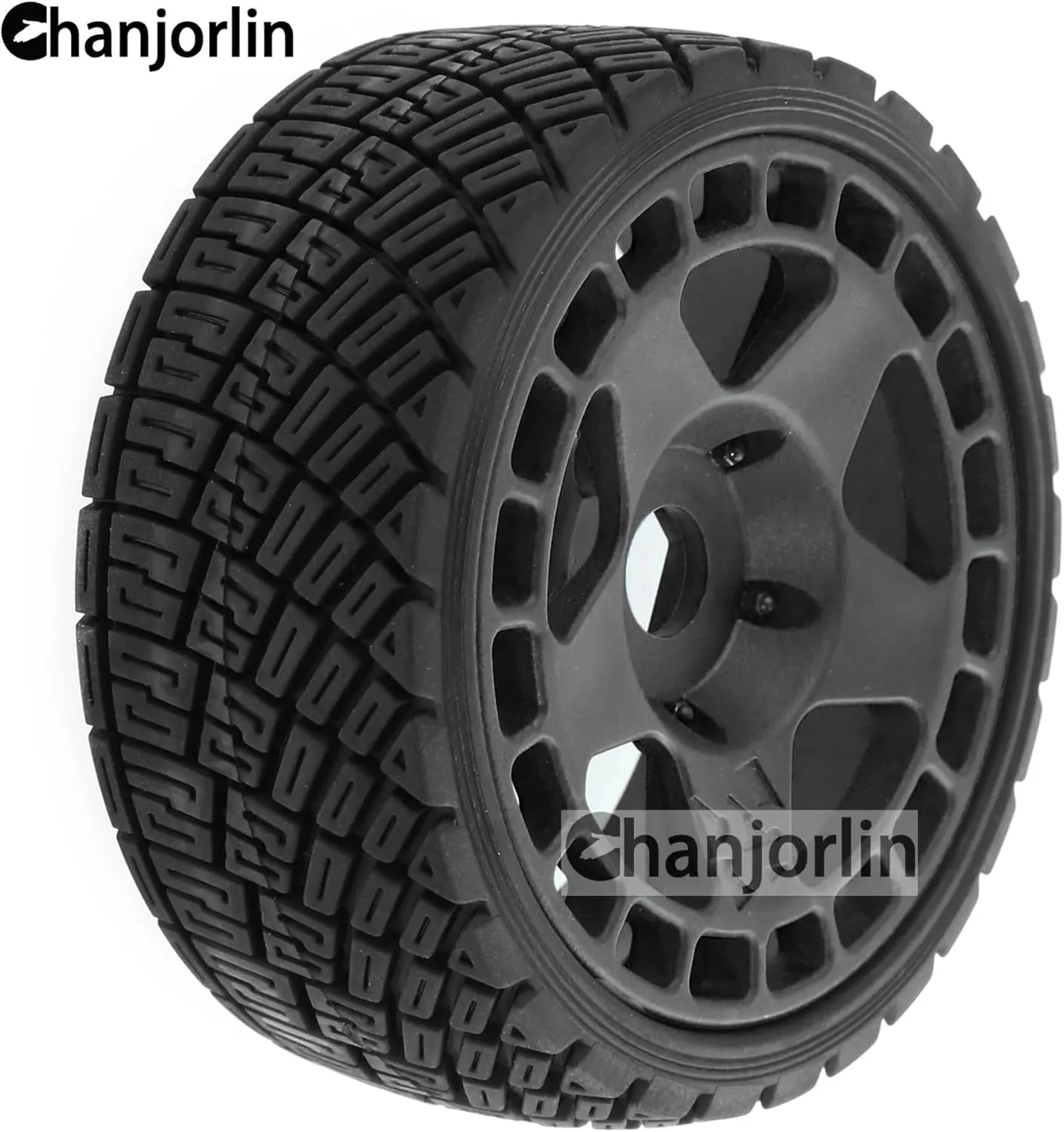 1/8 1/7 RC On Road Tires and Hard Plastic Rally Racing Wheels 17mm Hex Touring Tyres OD 3.94'' for 1:8 1:7 Street Drift Car ARRMA Losi Kyosho GT2 W10 Tamiya HPI WR8 HSP 4PCS (Black)