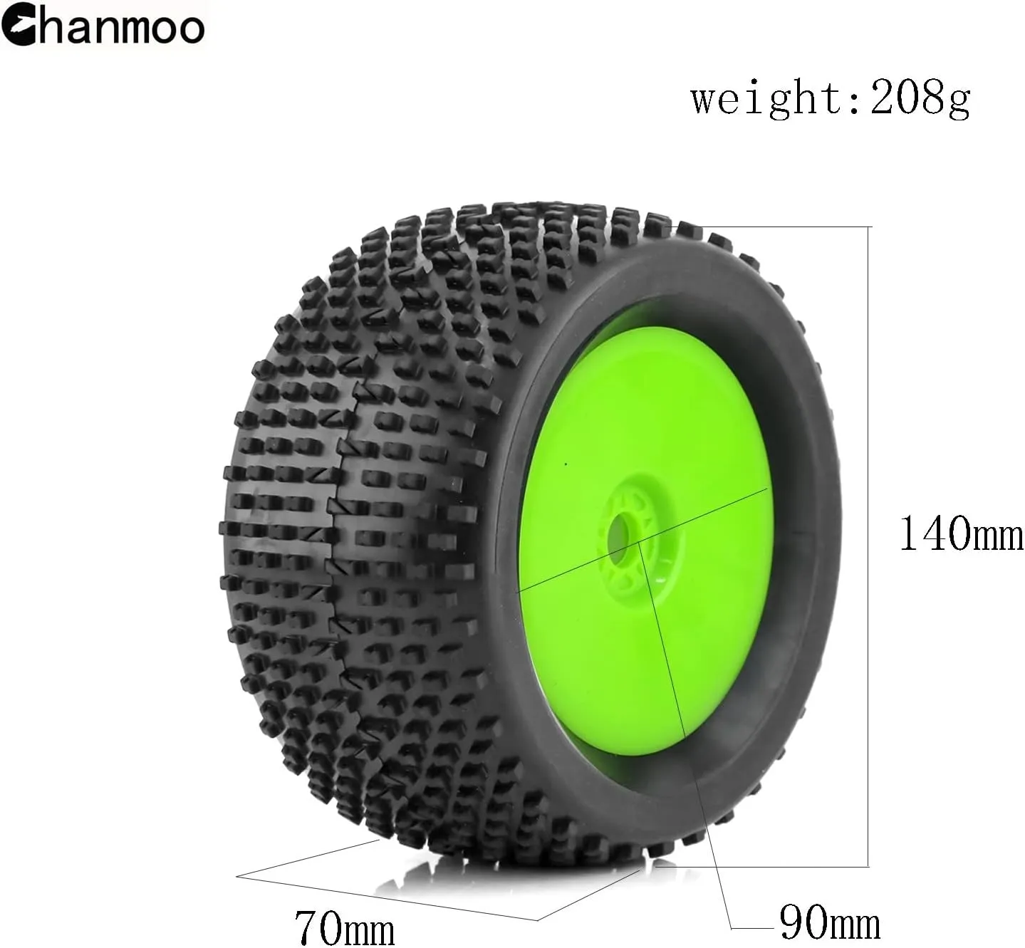 1/8 RC Off Road Racing Truck Tires And Wheels 17mm Hex Rubber Buggy Tyres OD 140mm For 1:8 Scale Monster Truck Car Arrma Typhon 6S Talion 4WD HPI HSP BAZOOKA CAMPER Kyosho TRAXXAS 4PCS (Black)
