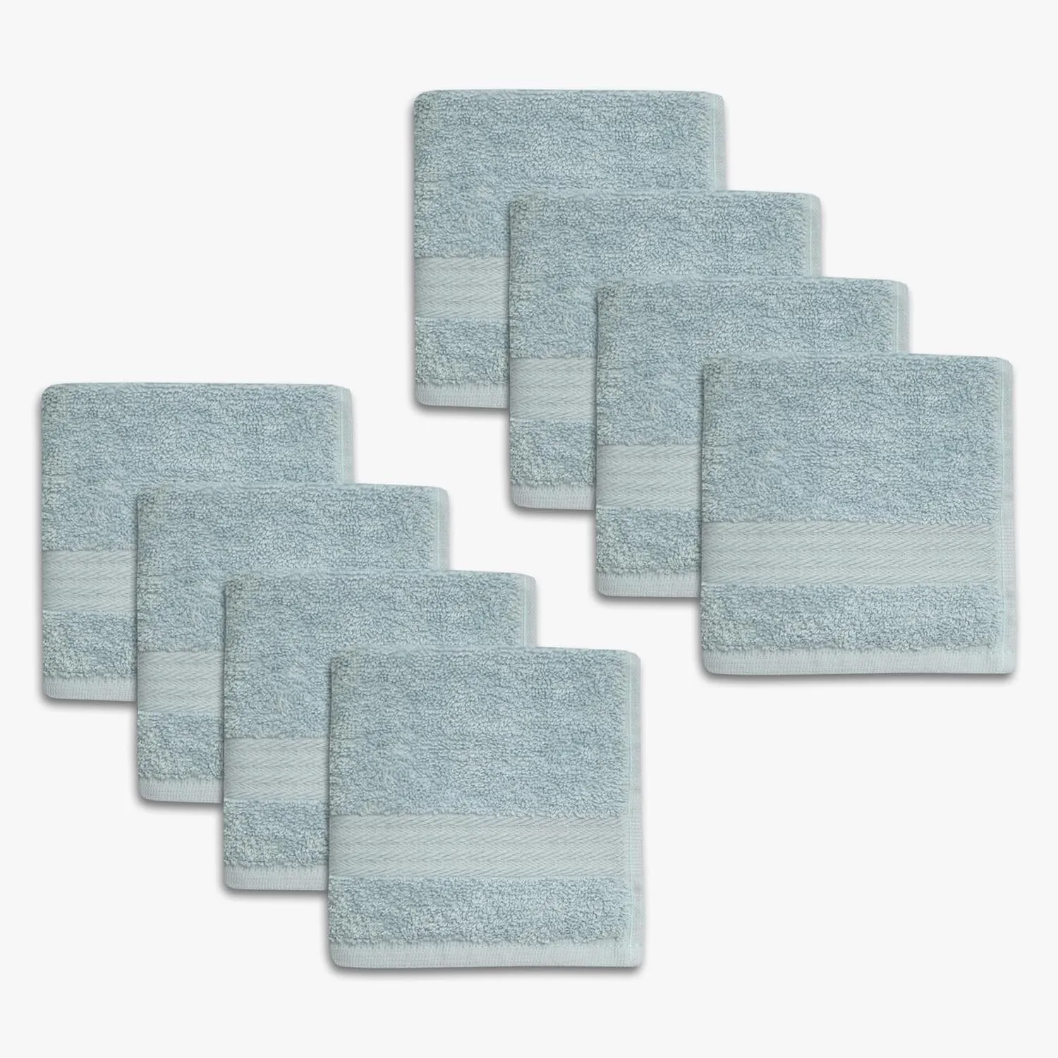 1888 Mills 8 Pack Premium Washcloth Set, True Classics Premium Cotton Blend, Super Soft and Highly Absorbent Washcloths for Bathroom, Hotels, Spa and Gym, Blue