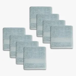1888 Mills 8 Pack Premium Washcloth Set, True Classics Premium Cotton Blend, Super Soft and Highly Absorbent Washcloths for Bathroom, Hotels, Spa and Gym, Blue