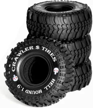 1.9 RC Crawler Tires OD 118mm 1/10 Rock Rubber Mud Slingers Wheels Tyres With Foam Insert For 1:10 RC Crawler Truck Car Tamiya CC01 Traxxas TRX4 Axial SCX10 II RC4WD Gen8 1.9" Beadlock Hubs