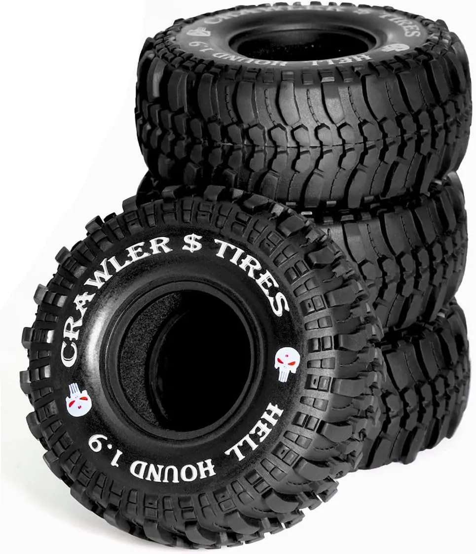 1.9 RC Crawler Tires OD 118mm 1/10 Rock Rubber Mud Slingers Wheels Tyres With Foam Insert For 1:10 RC Crawler Truck Car Tamiya CC01 Traxxas TRX4 Axial SCX10 II RC4WD Gen8 1.9" Beadlock Hubs