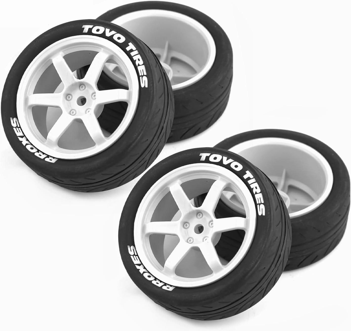 1/10 RC On Road Tires OD 68mm and Aluminum Street Wheels 12mm Hex Touring Tyres for 1:10 Rally Racing Drift Car Tamiya TT01 TT02 XV01 HPI KYOSHO HSP PTG2 Traxxas TA06 A959 PTG2 4PCS (White)