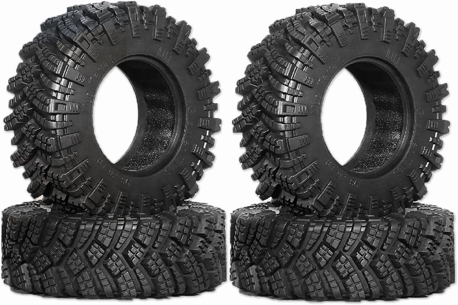 1/10 scale Tires accessories, 98 * 36mm All Terrain Rubber Soft Tire, for 1/10 crawler Car, 1.9″wheels, Black, 4PCS