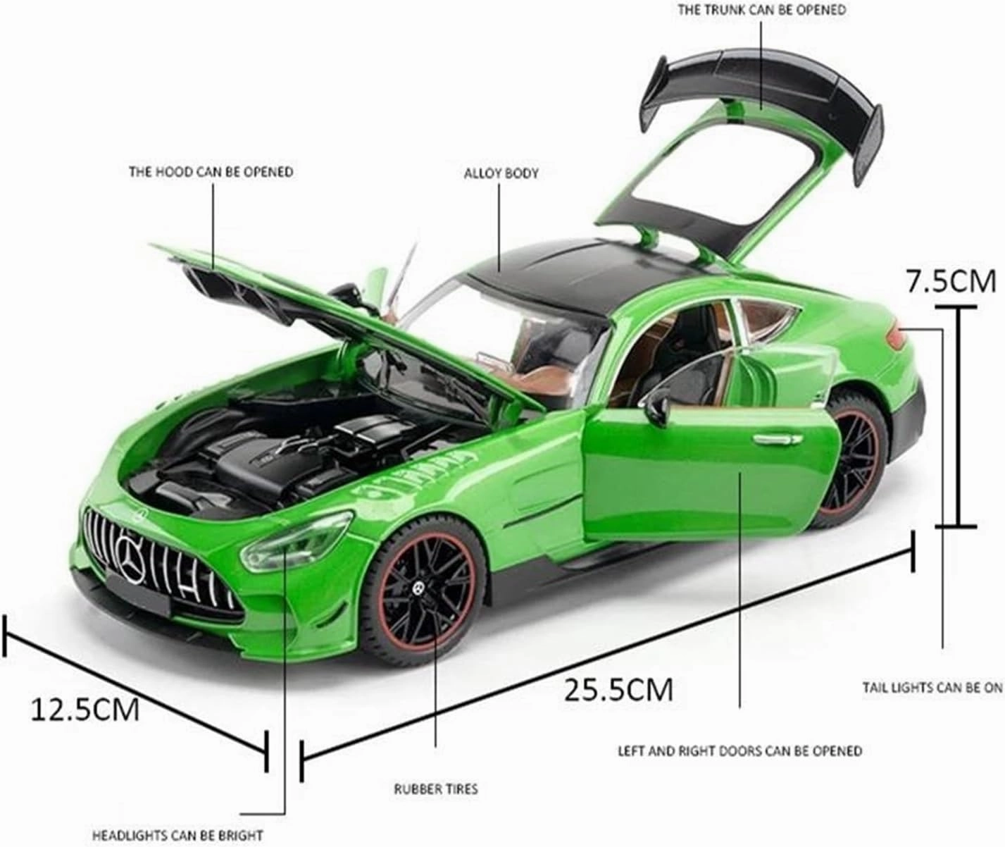 1 18 for Benz-GT GTR Alloy Racing Car Model Diecast Metal Sports Car Model Enthusiasts Simulation Collectibles Simulation Vehicle Playset(Black)