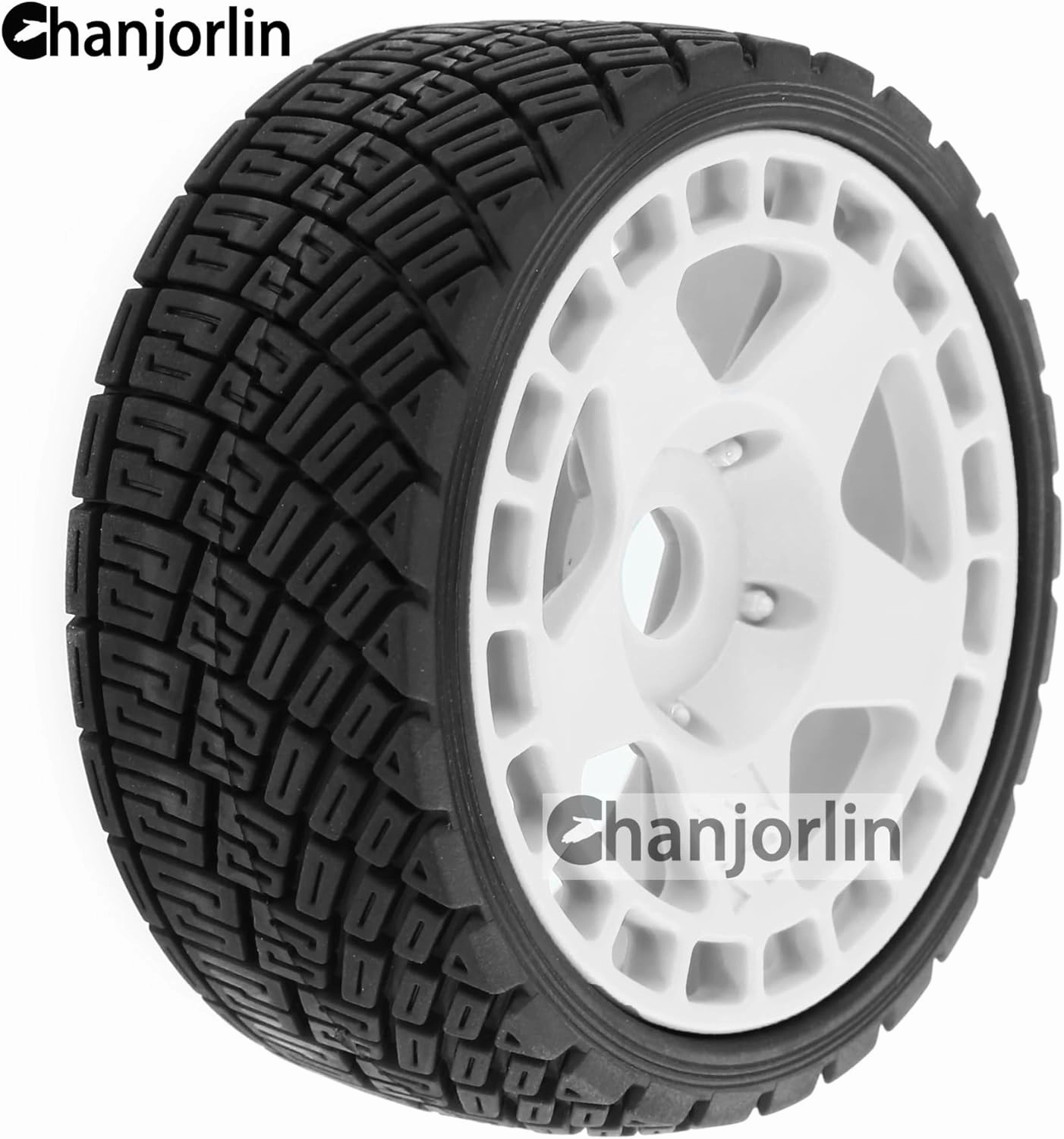 1/8 1/7 RC On Road Tires and Hard Plastic Rally Racing Wheels 17mm Hex Touring Tyres OD 3.94'' for 1:8 1:7 Street Drift Car ARRMA Losi Kyosho GT2 W10 Tamiya HPI WR8 HSP 4PCS (White)