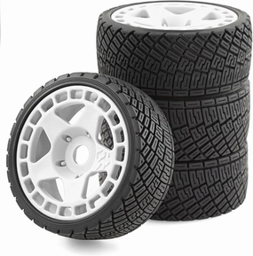 1/8 1/7 RC On Road Tires and Hard Plastic Rally Racing Wheels 17mm Hex Touring Tyres OD 3.94'' for 1:8 1:7 Street Drift Car ARRMA Losi Kyosho GT2 W10 Tamiya HPI WR8 HSP 4PCS (White)