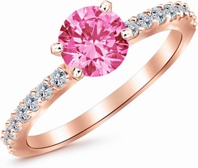 1.8 Carat 14K White Gold Classic Side Stone Pave Set Diamond Engagement Ring with a 1.5 Carat Natural Pink Sapphire Center (Heirloom Quality)