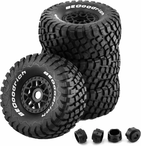 1/8 RC Short Course Truck Tires and Wheels 17mm Hex OD 140mm 1/7 All Terrain Off Road Tyres for 1:7 1:8 RC Buggy Truck Car HSP TRAXXAS UDR DF7 FS Atom ARRMA Mojave YK4072 DF7 4PCS (Black)