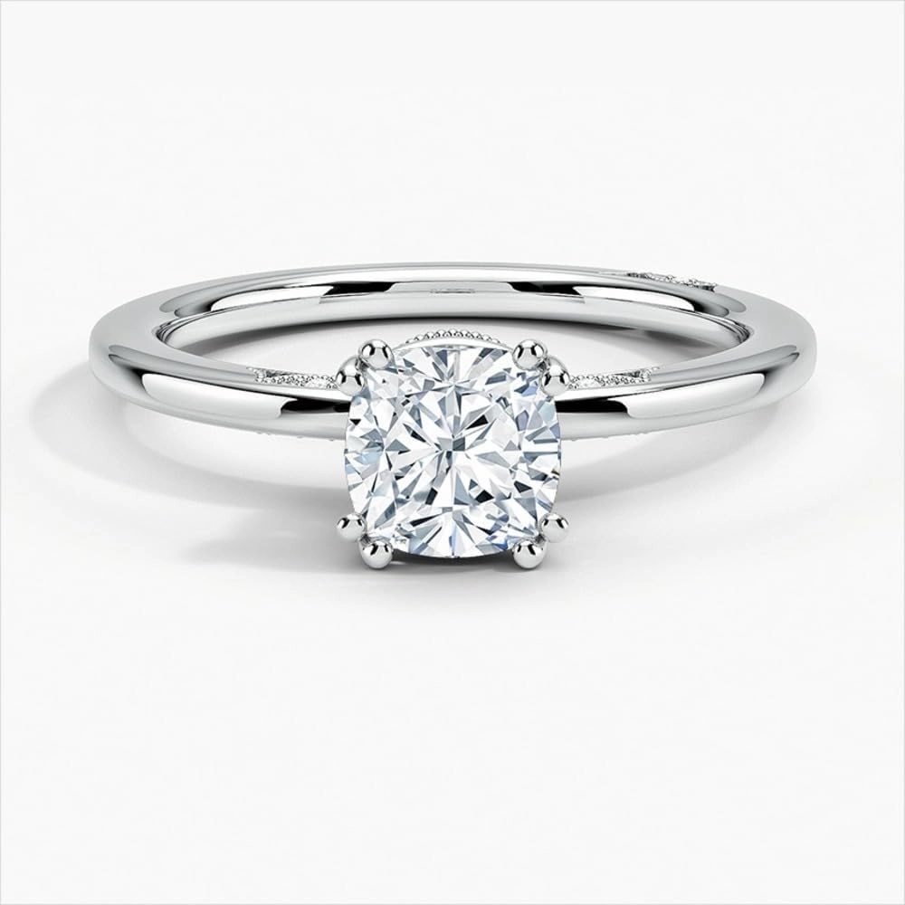 1CT-3CT Cushion Cut Moissanite Wedding Bridal Ring Tacori Classic Solitaire Engagement Rings For Women/Valentine's Day Gift, Anniversary Promise Ring