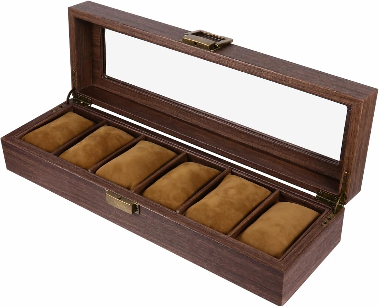 1pc Box Wooden Watch Box Storage Watches for Watch Display Container Case Watch Container Organizer Brown Wood Material