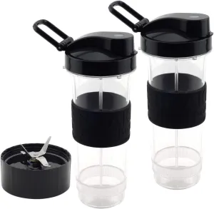 2 Pack Felji 20 oz Cups with To Go Lids and Cross Blade Replacement Set for Magic Bullet Blenders MB1001