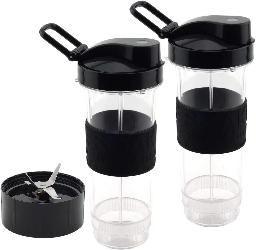 2 Pack Felji 20 oz Cups with To Go Lids and Cross Blade Replacement Set for Magic Bullet Blenders MB1001