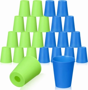 24 Pcs Sports Stacking Cups Stacking Cup Game Set Classic Stacking Games Speed Training Game for Classroom Travel Party Challenge Competition for Boys Girls Boy and Adult (Blue,Green)