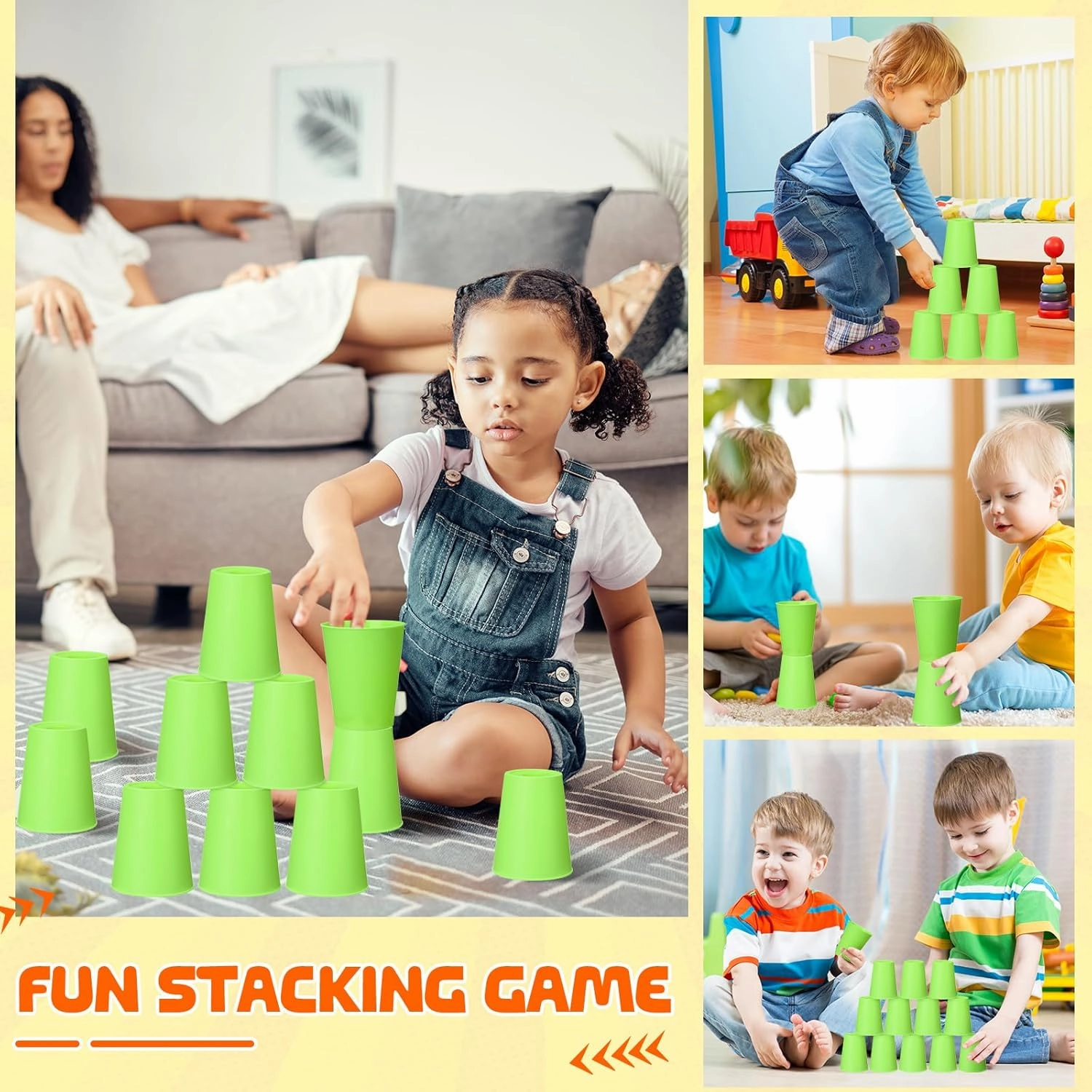 24 Pcs Sports Stacking Cups Stacking Cup Game Set Classic Stacking Games Speed Training Game for Classroom Travel Party Challenge Competition for Boys Girls Boy and Adult (Blue,Green)