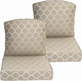 24x24 inch Outdoor/Indoor Deep Seat Patio Cushions Set of 2 Resilient Foam Filling Water Repellent Stain-Resistant UV Resistant Weather Resistant Deep Seat Bottom Toffee Trellis